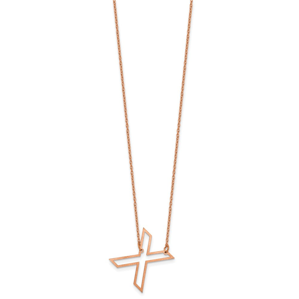 Sterling Silver/Rose Gold-Plated Sideways Cut Out Initial X Necklace