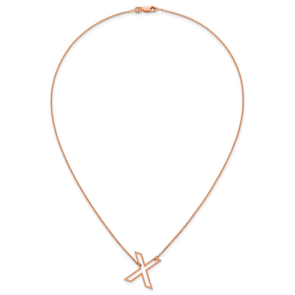 Sterling Silver/Rose Gold-Plated Sideways Cut Out Initial X Necklace