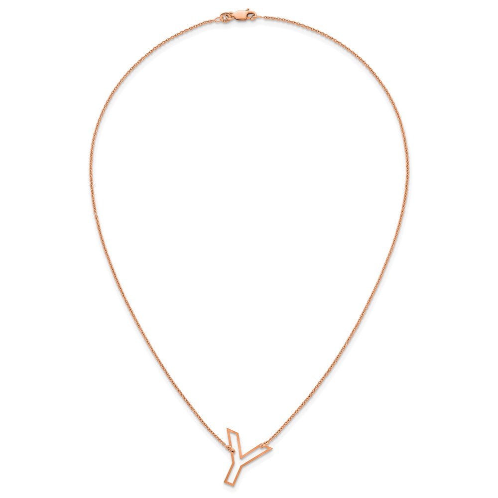 Sterling Silver/Rose Gold-Plated Sideways Cut Out Initial Y Necklace