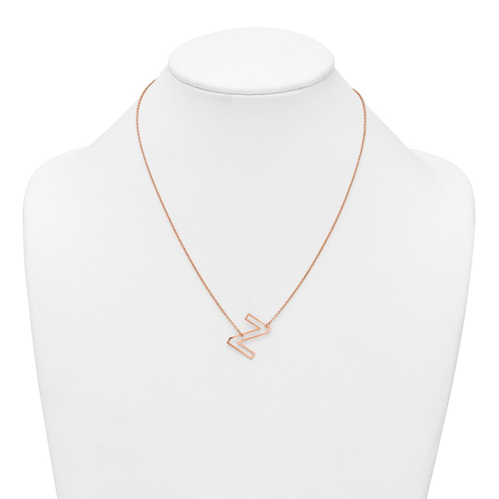 Sterling Silver/Rose Gold-Plated Sideways Cut Out Initial Z Necklace