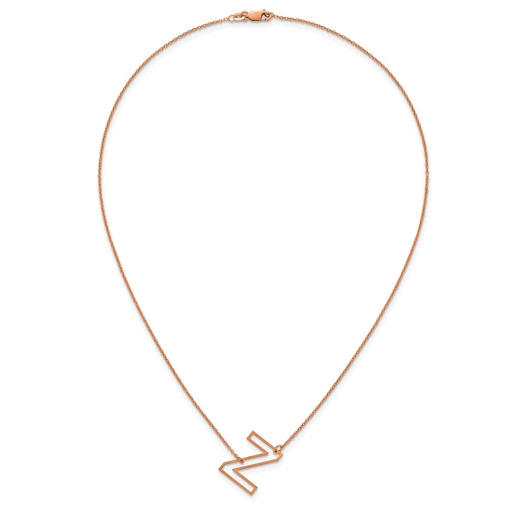 Sterling Silver/Rose Gold-Plated Sideways Cut Out Initial Z Necklace