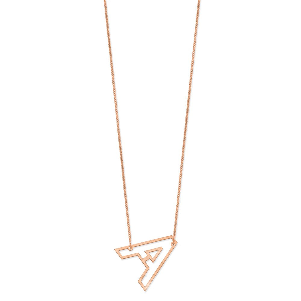 14k Rose Gold Sideways Cut-out Initial A Necklace
