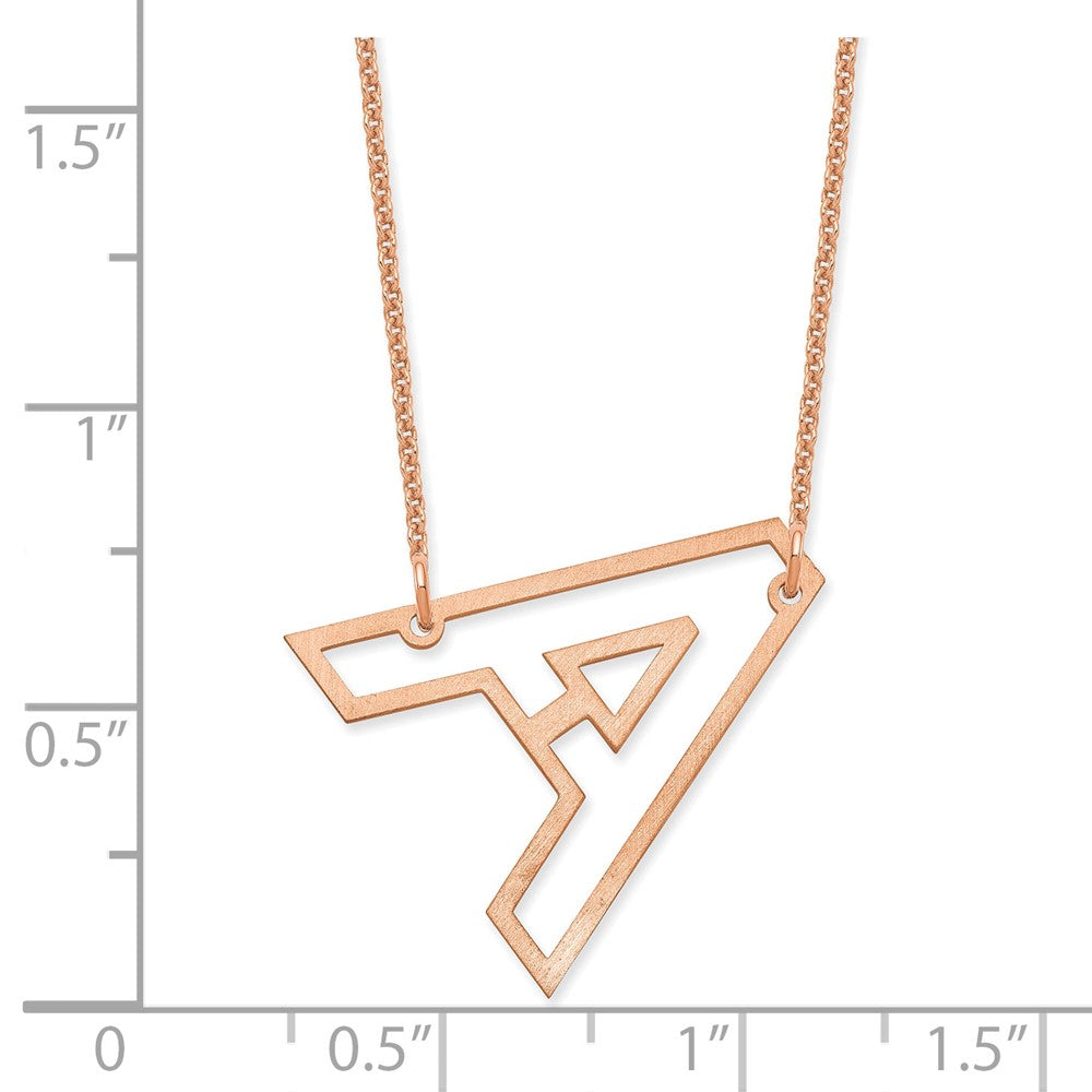 14k Rose Gold Sideways Cut-out Initial A Necklace