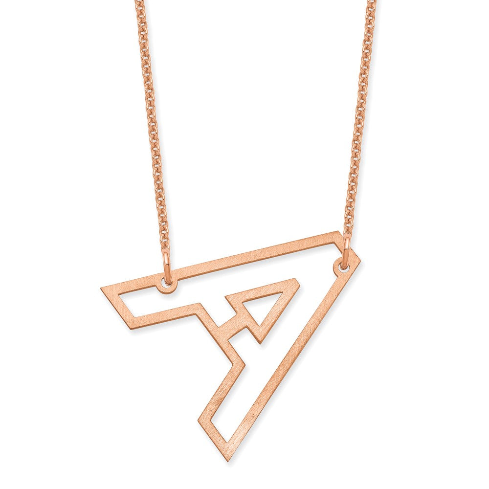 14k Rose Gold Sideways Cut-out Initial A Necklace