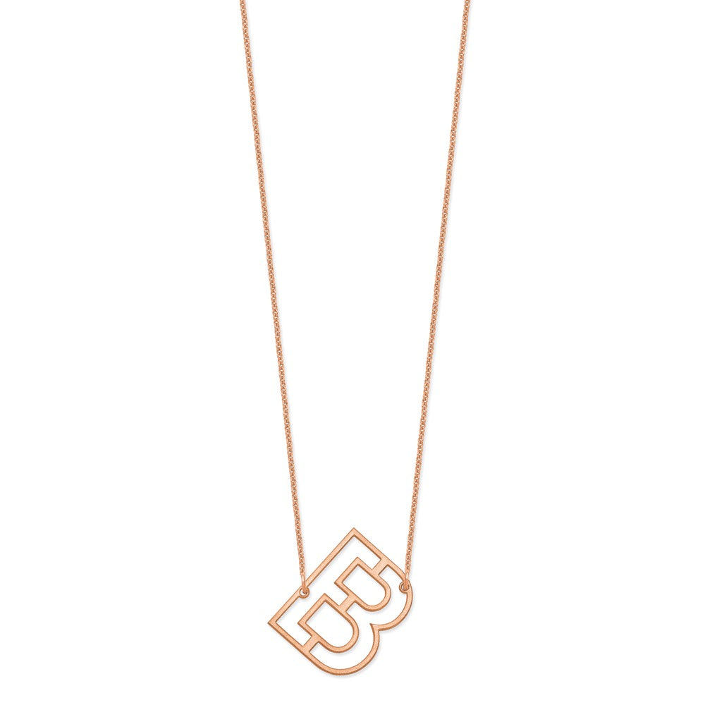 14k Rose Gold Sideways Cut Out Initial B Necklace
