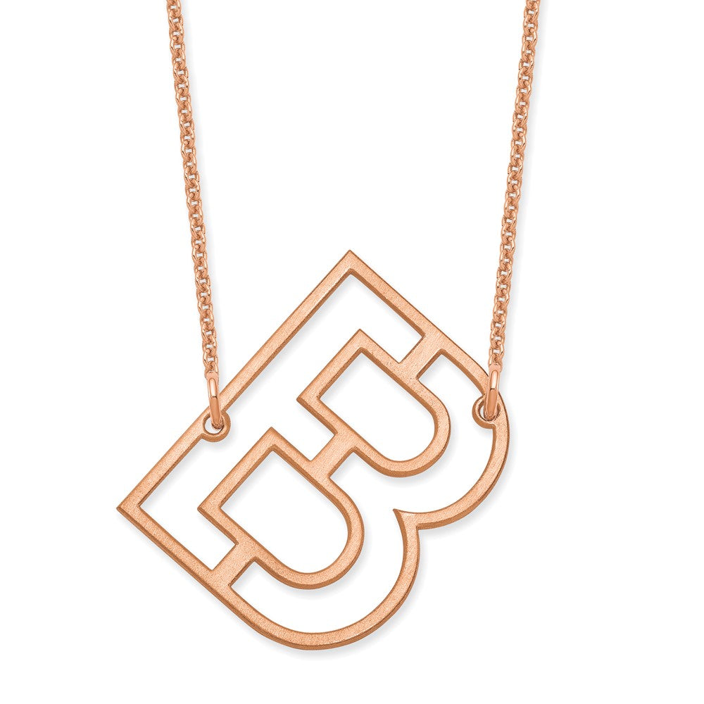 14k Rose Gold Sideways Cut Out Initial B Necklace