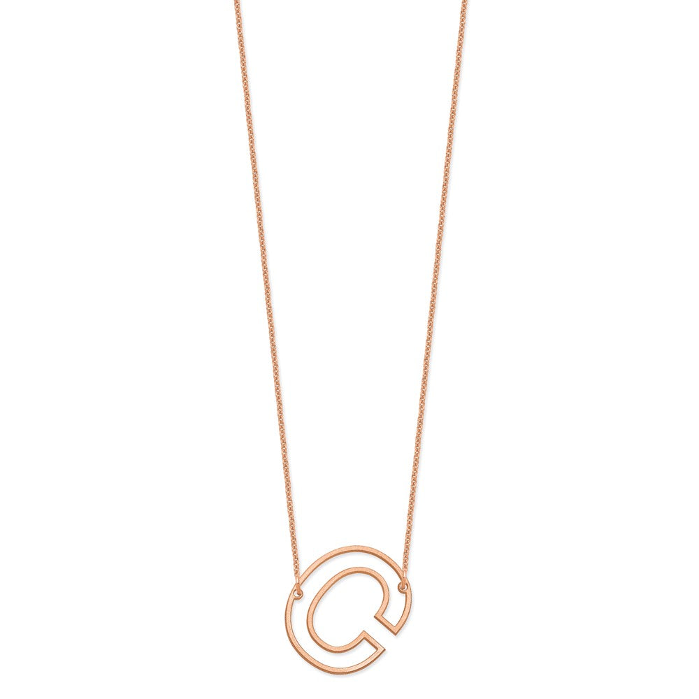 14k Rose Gold Sideways Cut Out Initial C Necklace