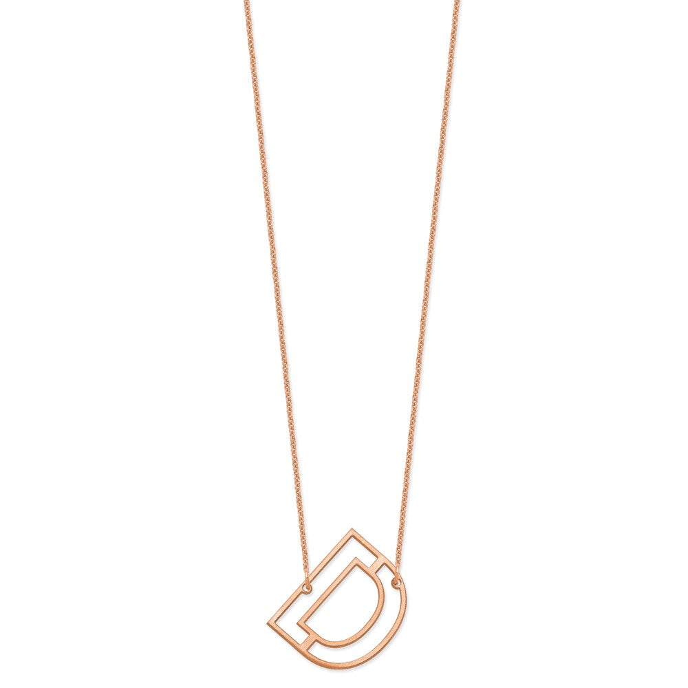 14k Rose Gold Sideways Cut Out Initial D Necklace