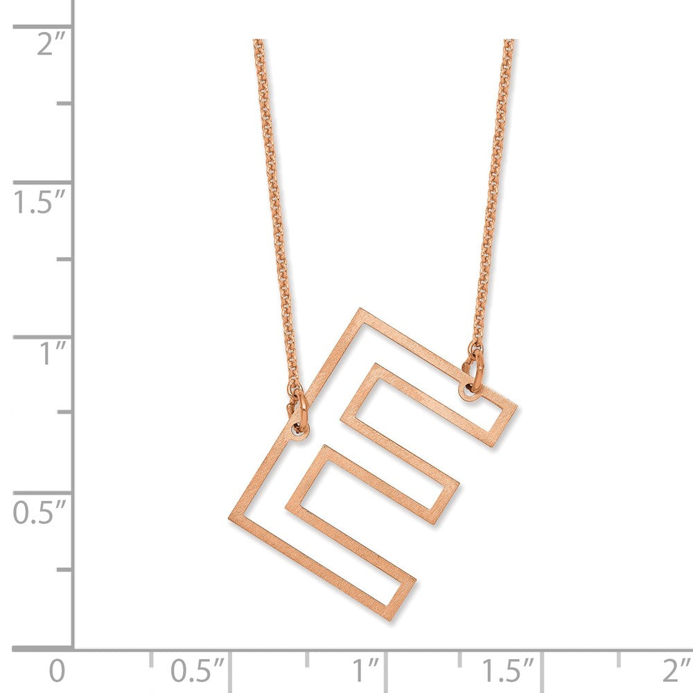14k Rose Gold Sideways Cut Out Initial E Necklace