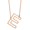 14k Rose Gold Sideways Cut Out Initial E Necklace