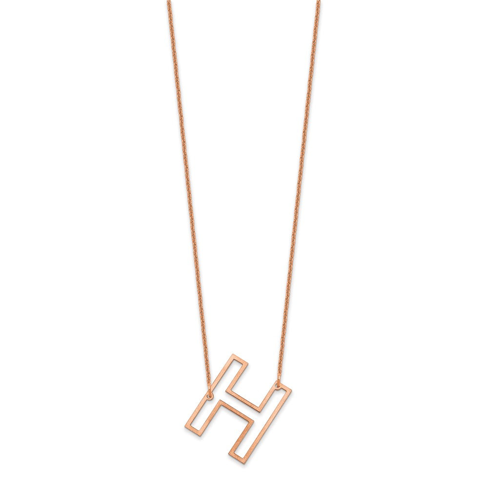 14k Rose Gold Sideways Cut Out Initial H Necklace
