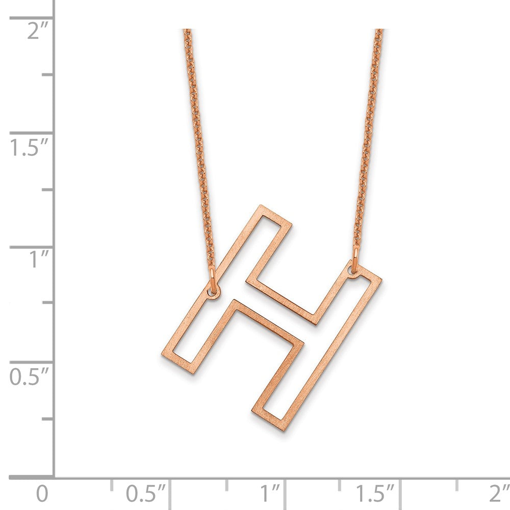 14k Rose Gold Sideways Cut Out Initial H Necklace