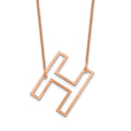 14k Rose Gold Sideways Cut Out Initial H Necklace