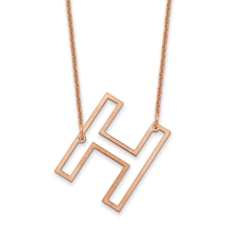 14k Rose Gold Sideways Cut Out Initial H Necklace