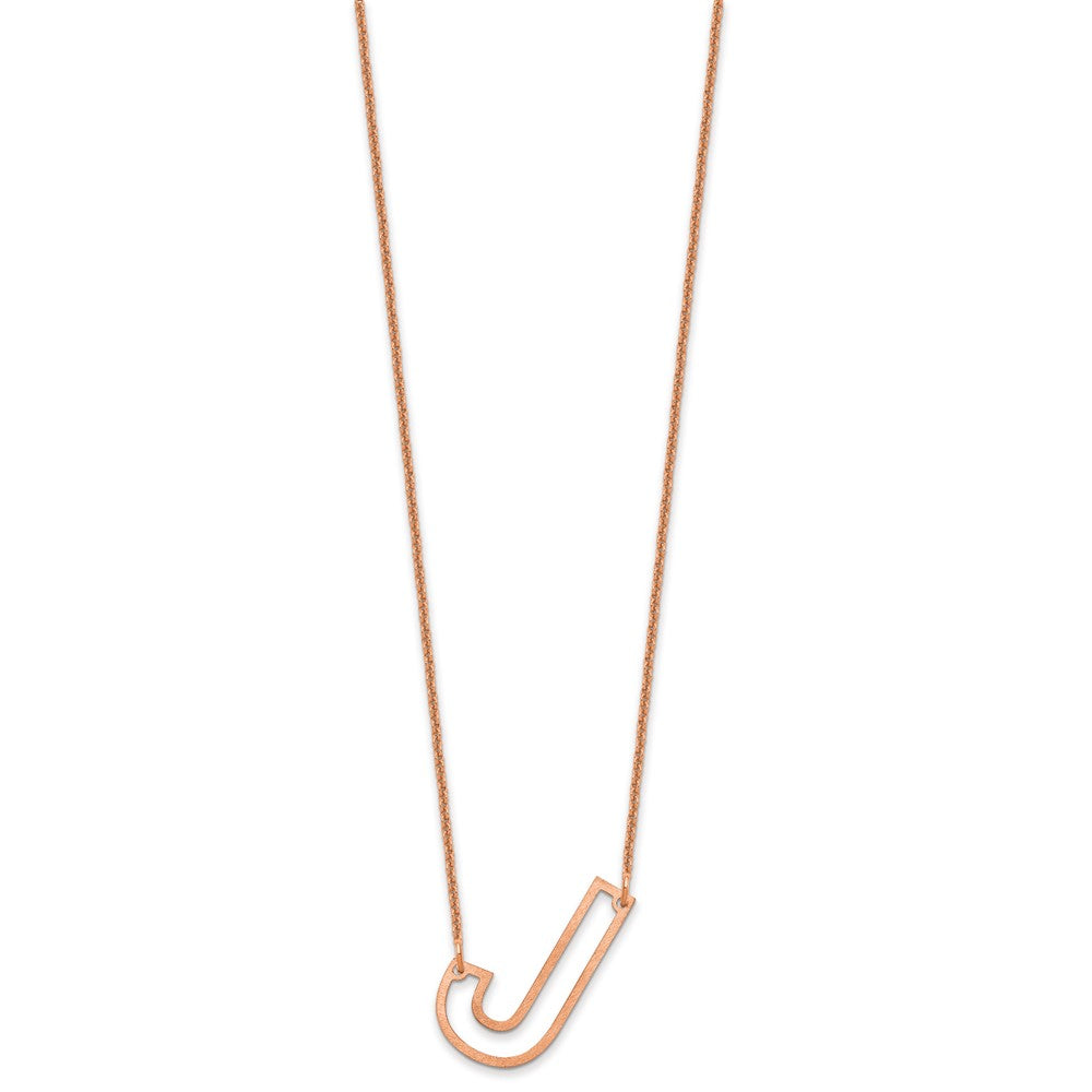 14k Rose Gold Sideways Cut Out Initial J Necklace