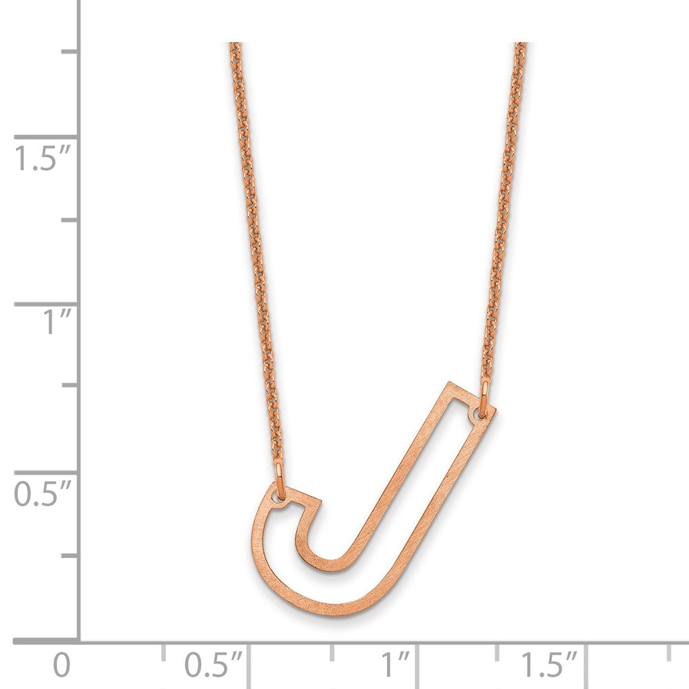 14k Rose Gold Sideways Cut Out Initial J Necklace
