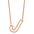 14k Rose Gold Sideways Cut Out Initial J Necklace