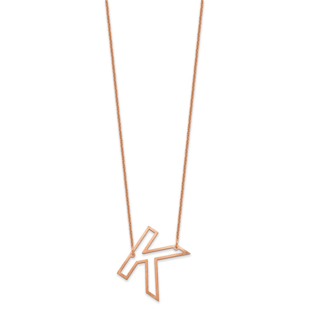 14k Rose Gold Sideways Cut Out Initial K Necklace