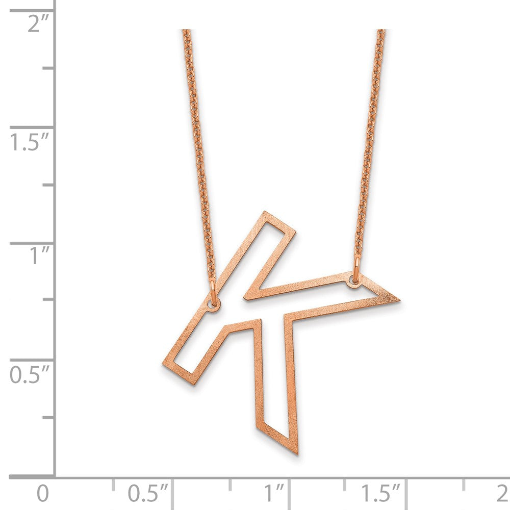 14k Rose Gold Sideways Cut Out Initial K Necklace