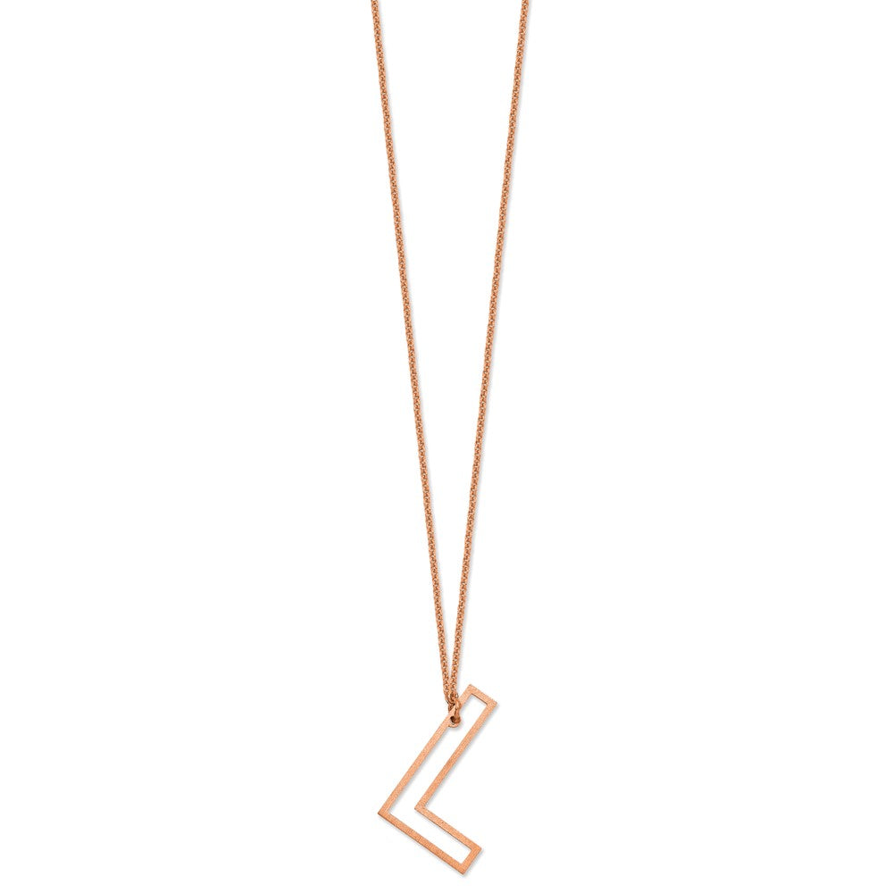 14k Rose Gold Sideways Cut Out Initial L Necklace