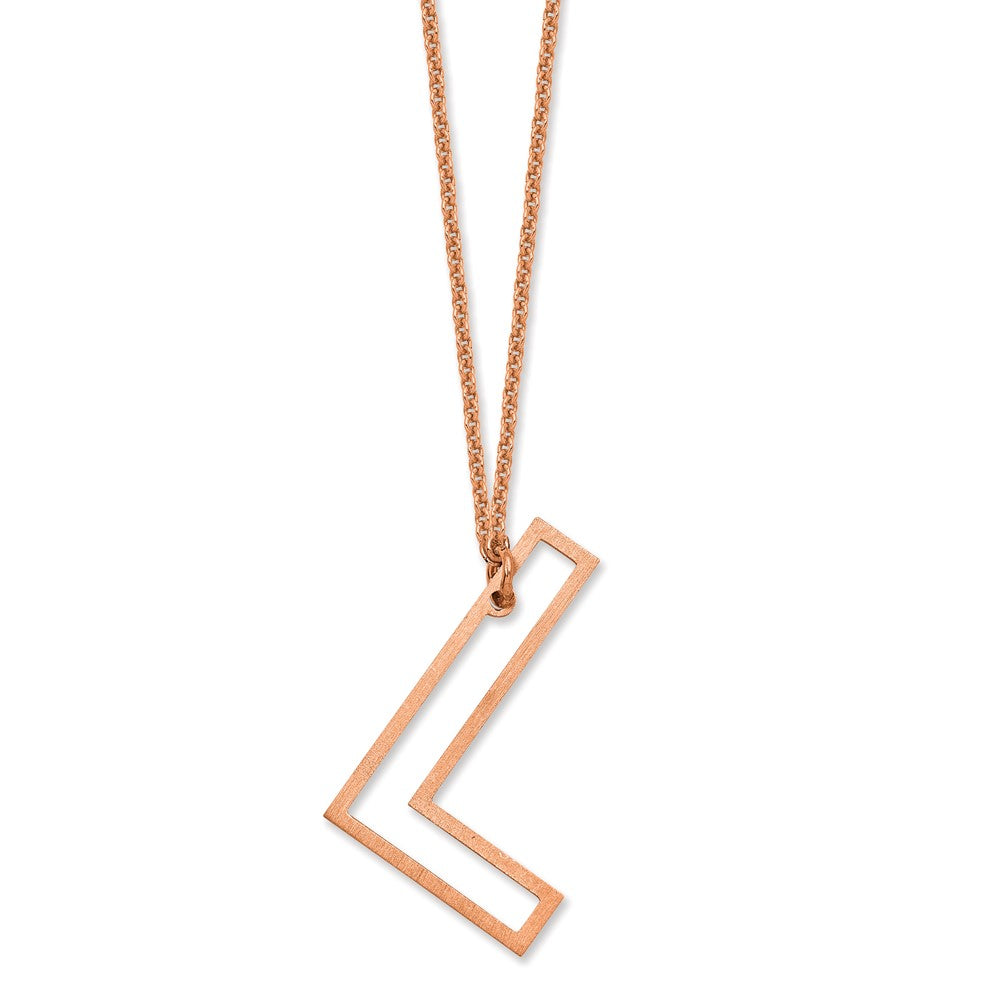 14k Rose Gold Sideways Cut Out Initial L Necklace