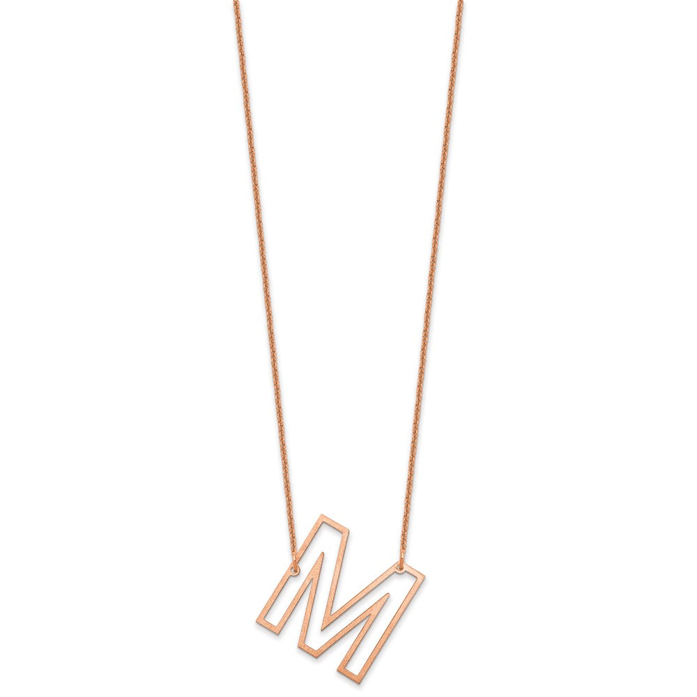 14k Rose Gold Sideways Cut Out Initial M Necklace