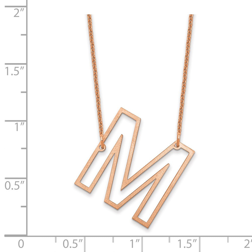14k Rose Gold Sideways Cut Out Initial M Necklace