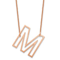 14k Rose Gold Sideways Cut Out Initial M Necklace