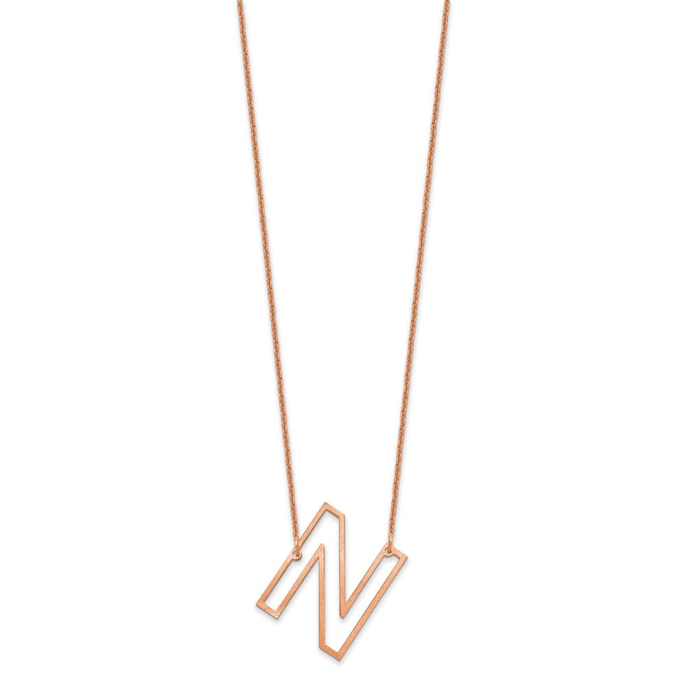 14k Rose Gold Sideways Cut Out Initial N Necklace