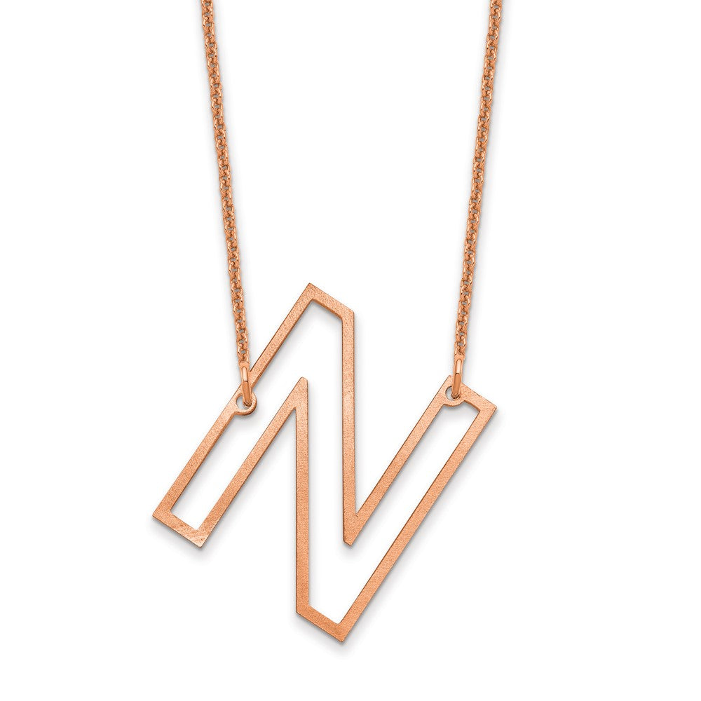 14k Rose Gold Sideways Cut Out Initial N Necklace