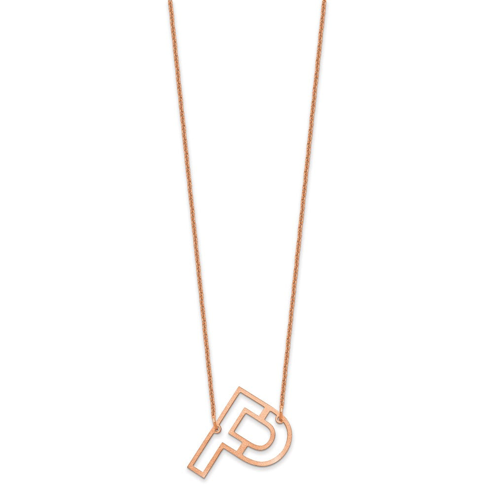 14k Rose Gold Sideways Cut Out Initial P Necklace