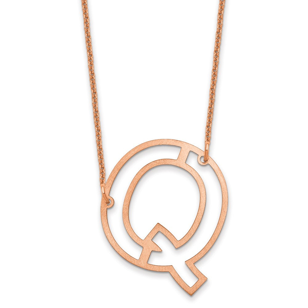 14k Rose Gold Sideways Cut Out Initial Q Necklace