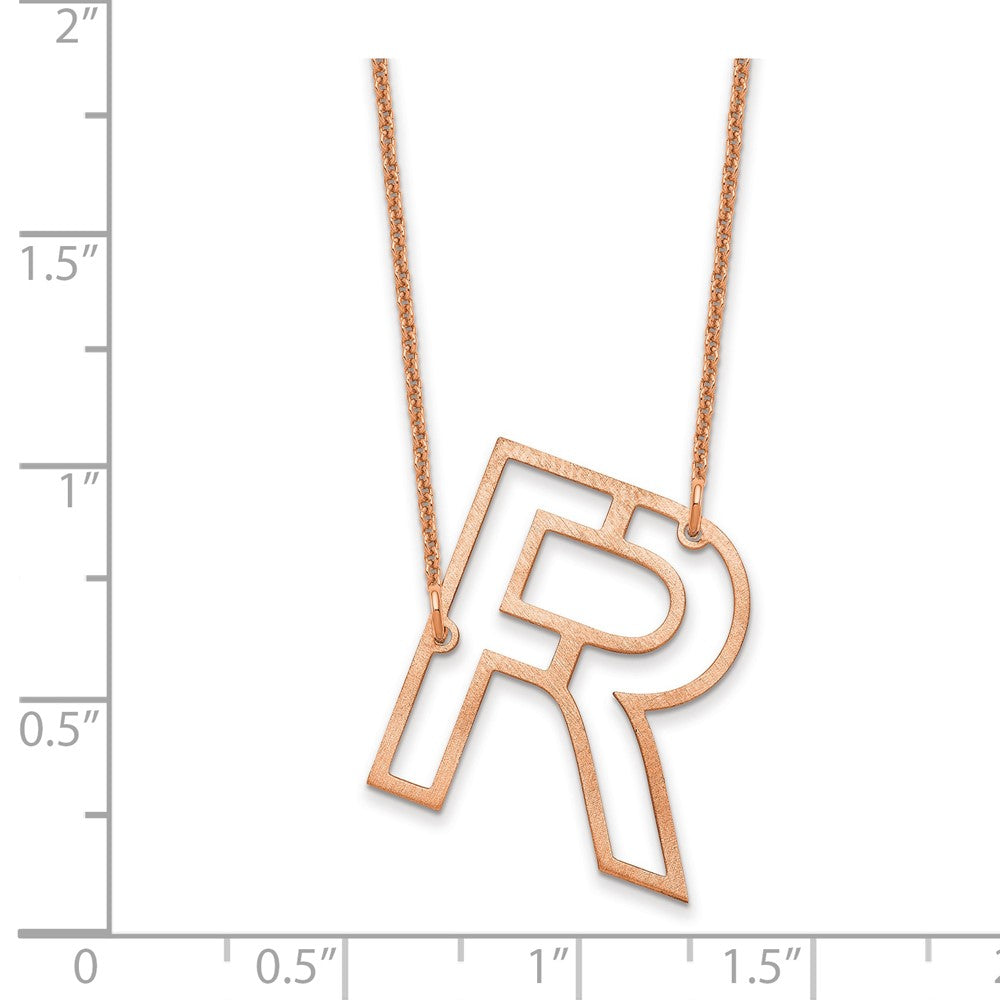 14k Rose Gold Sideways Cut Out Initial R Necklace
