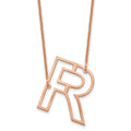 14k Rose Gold Sideways Cut Out Initial R Necklace