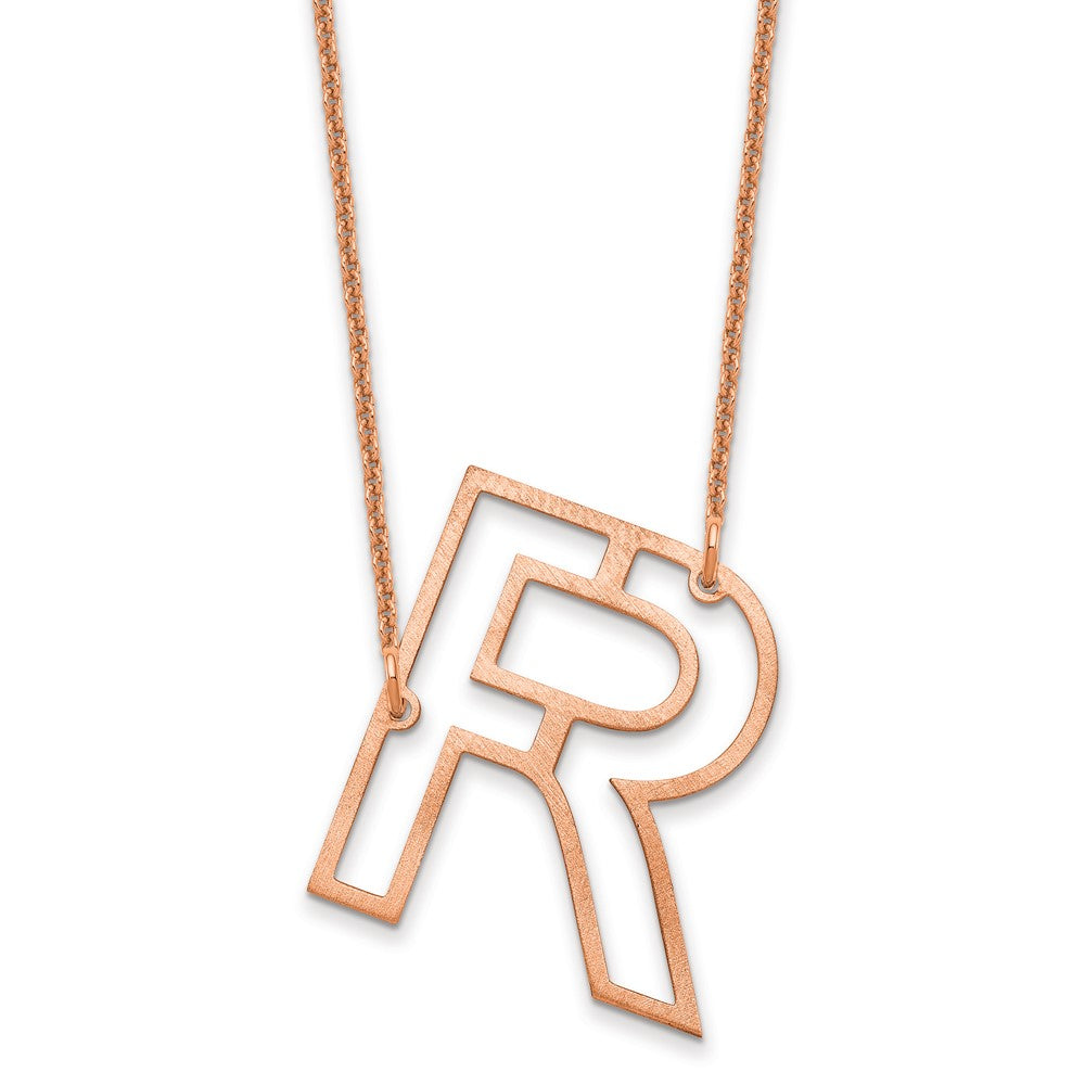 14k Rose Gold Sideways Cut Out Initial R Necklace