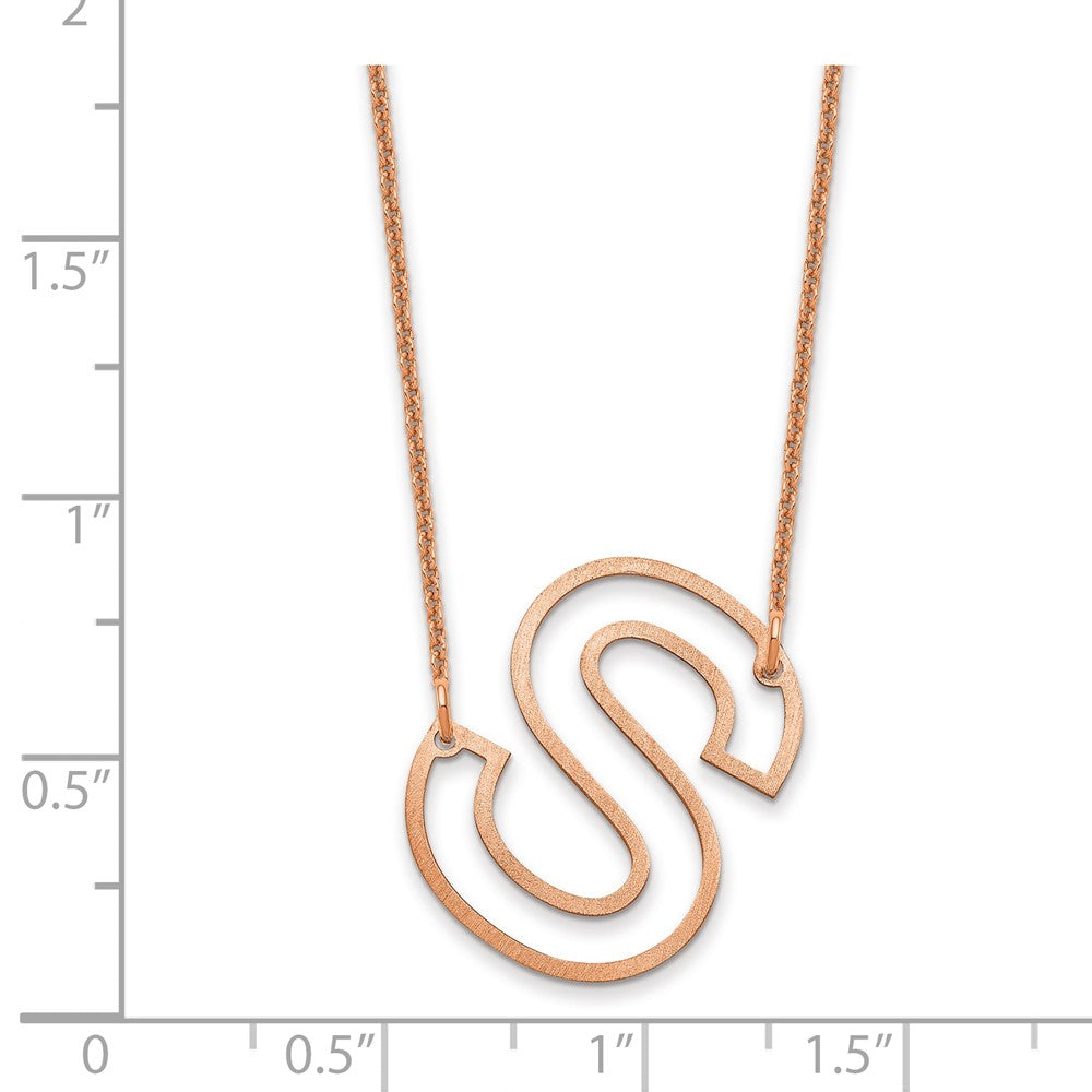 14k Rose Gold Sideways Cut Out Initial S Necklace