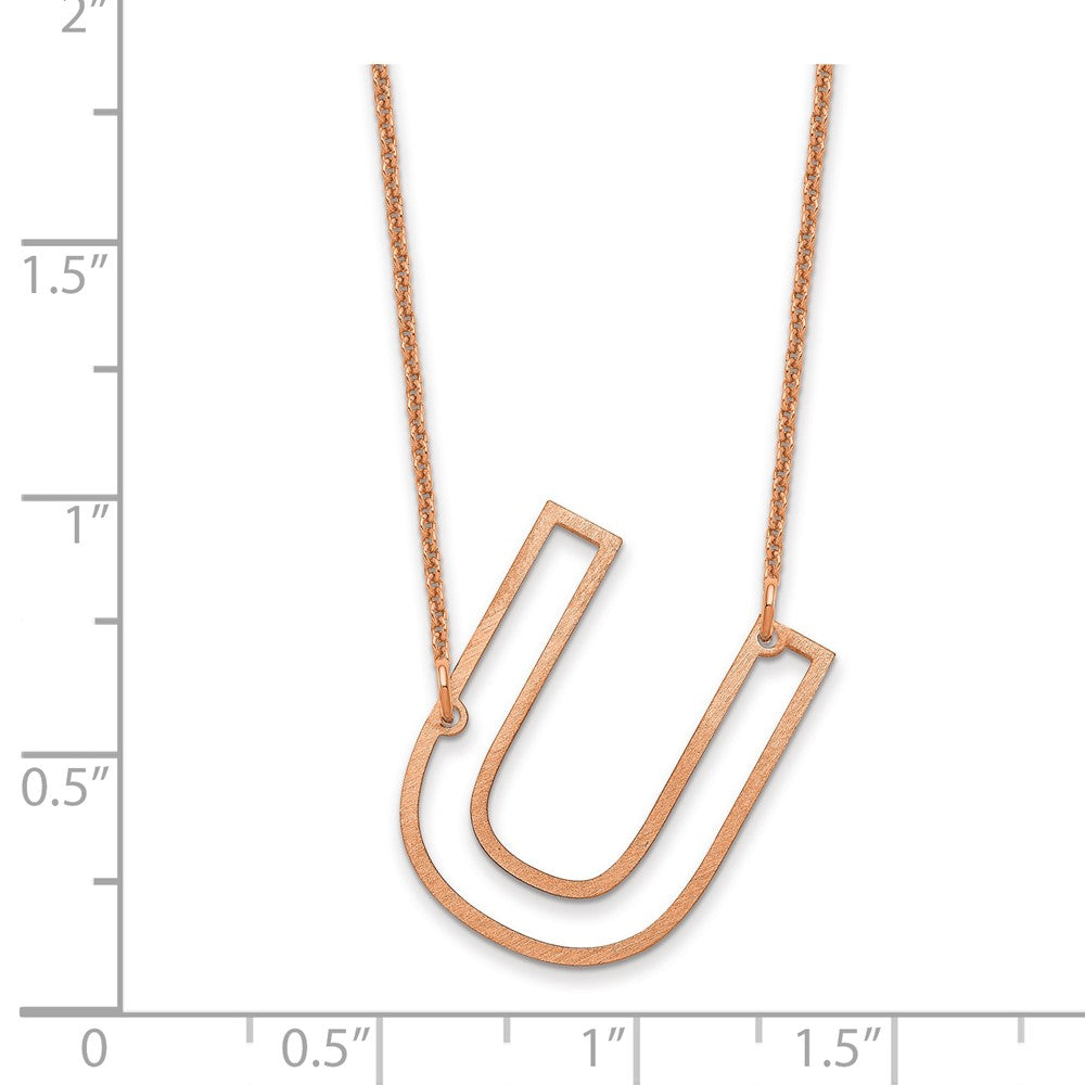 14k Rose Gold Sideways Cut Out Initial U Necklace