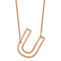 14k Rose Gold Sideways Cut Out Initial U Necklace