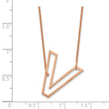 14k Rose Gold Sideways Cut Out Initial V Necklace