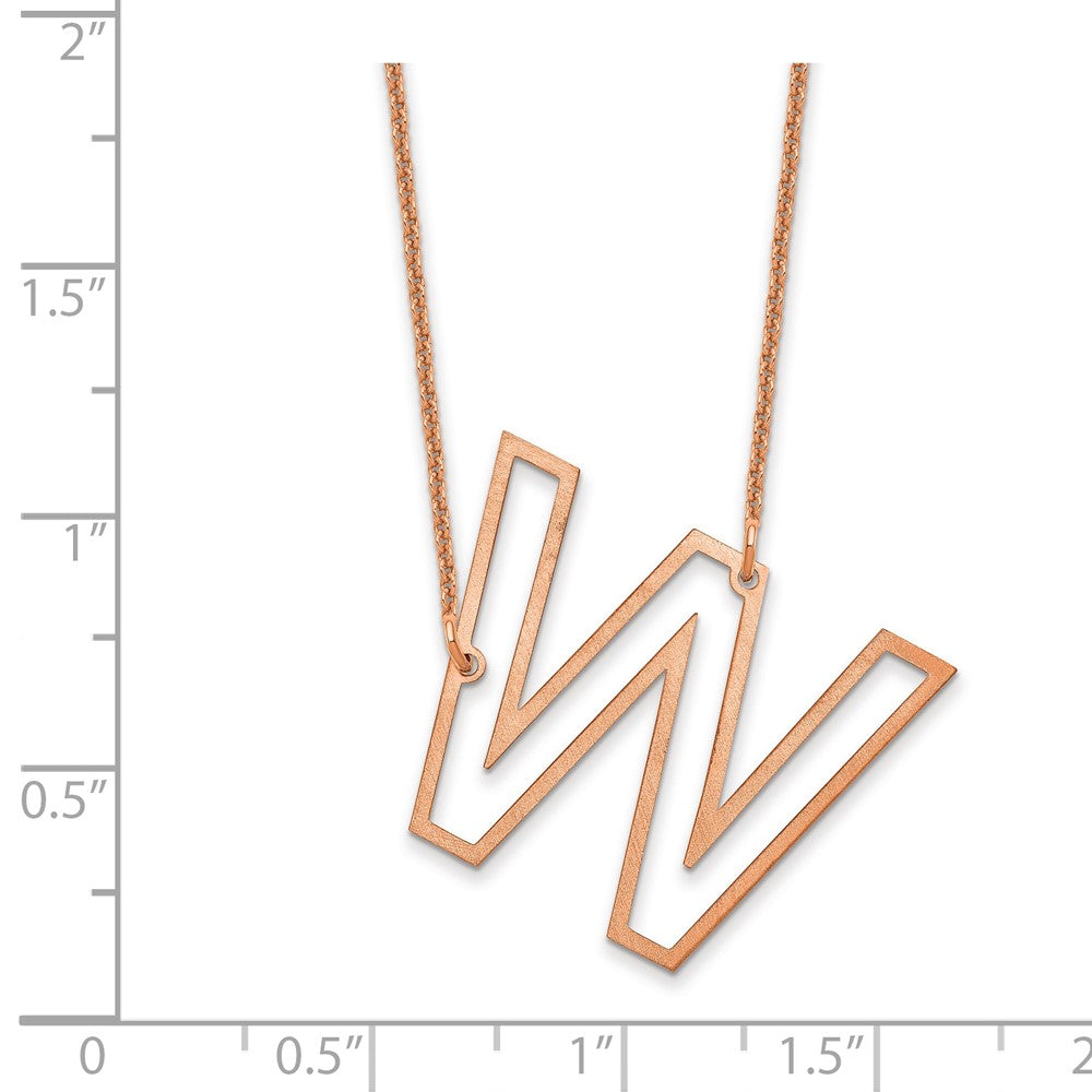 14k Rose Gold Sideways Cut Out Initial W Necklace