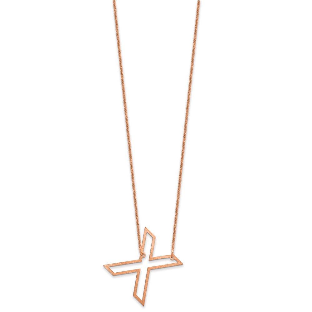 14k Rose Gold Sideways Cut Out Initial X Necklace