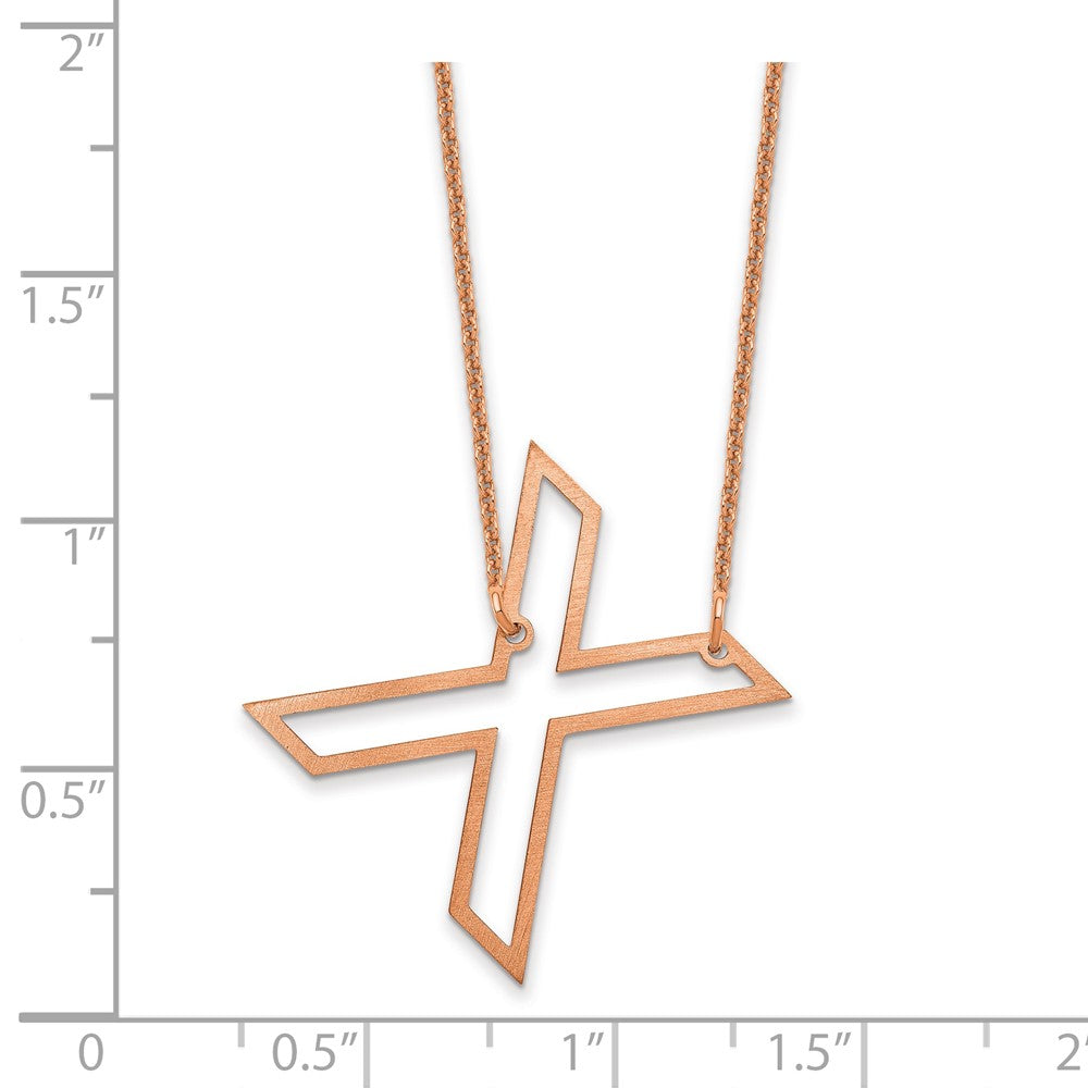 14k Rose Gold Sideways Cut Out Initial X Necklace