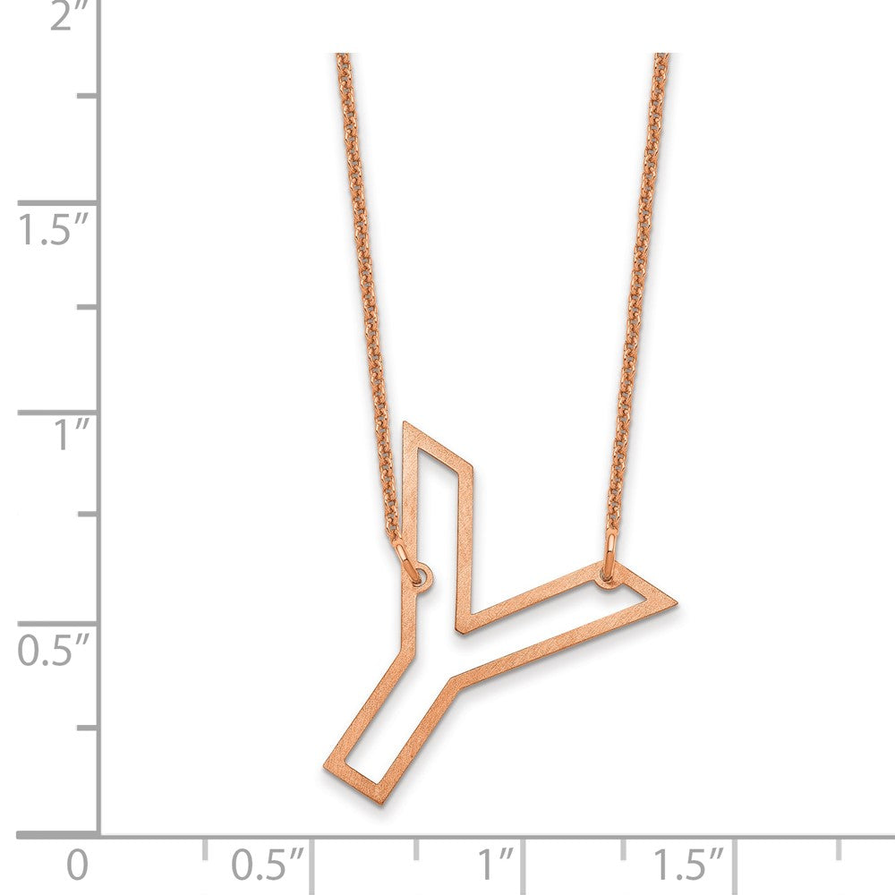 14k Rose Gold Sideways Cut Out Initial Y Necklace