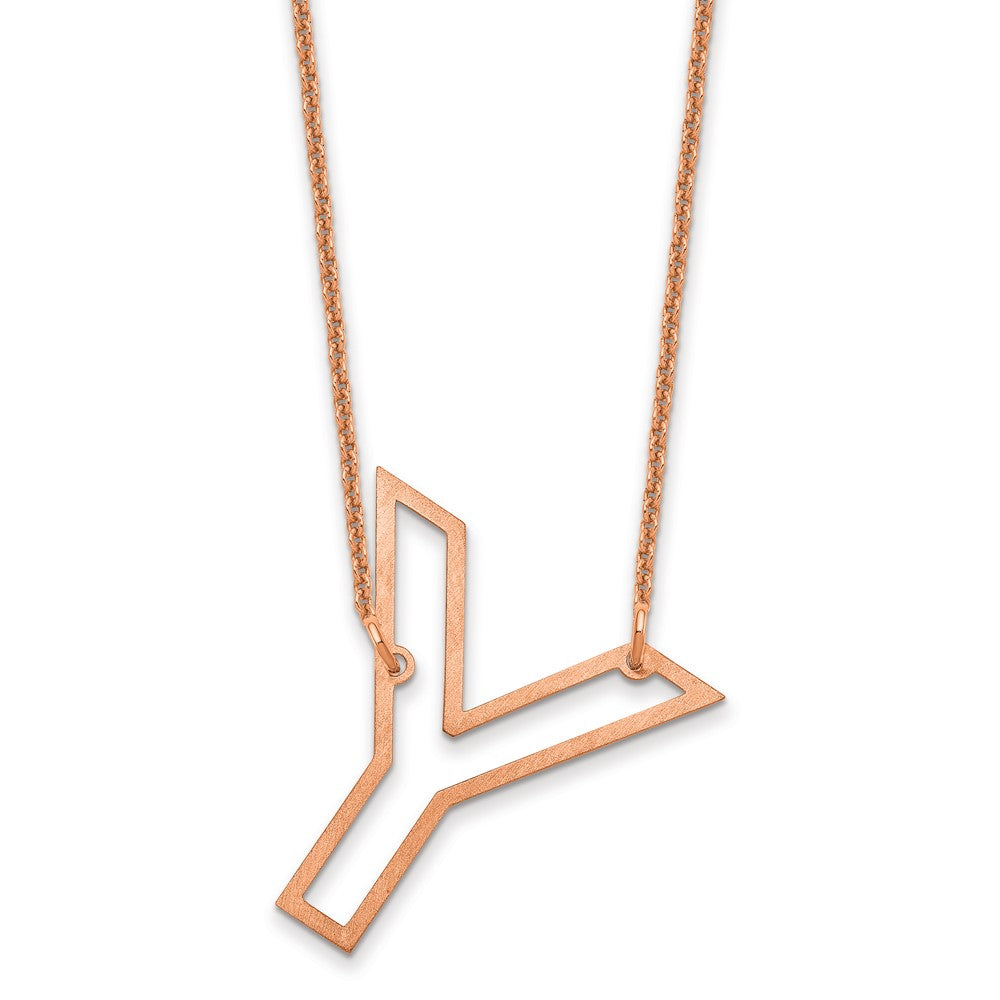 14k Rose Gold Sideways Cut Out Initial Y Necklace