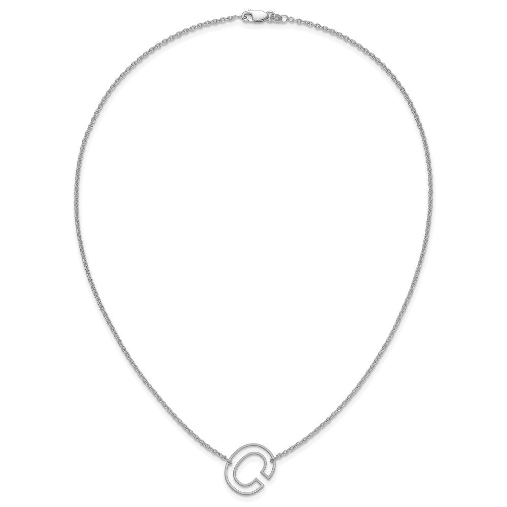 Sterling Silver Sideways Cut Out Initial C Necklace