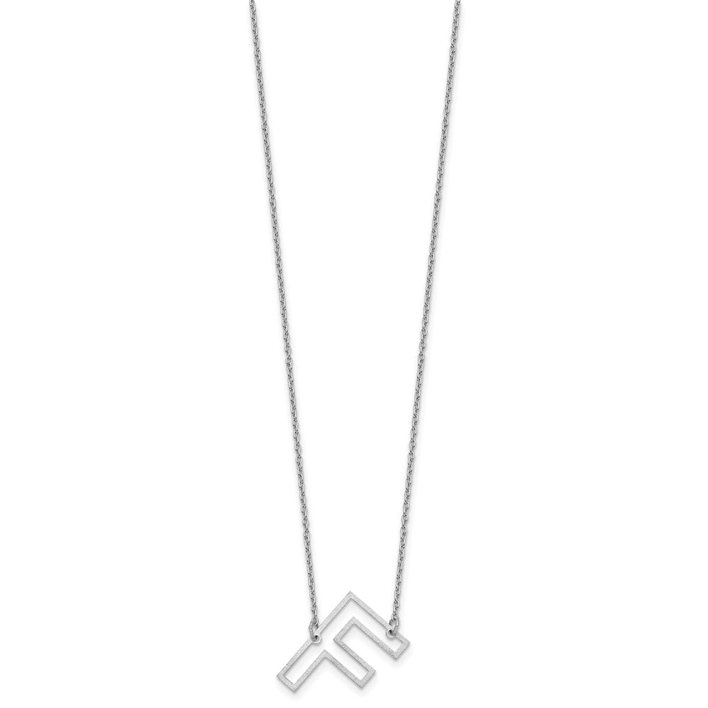 Sterling Silver Sideways Cut Out Initial F Necklace