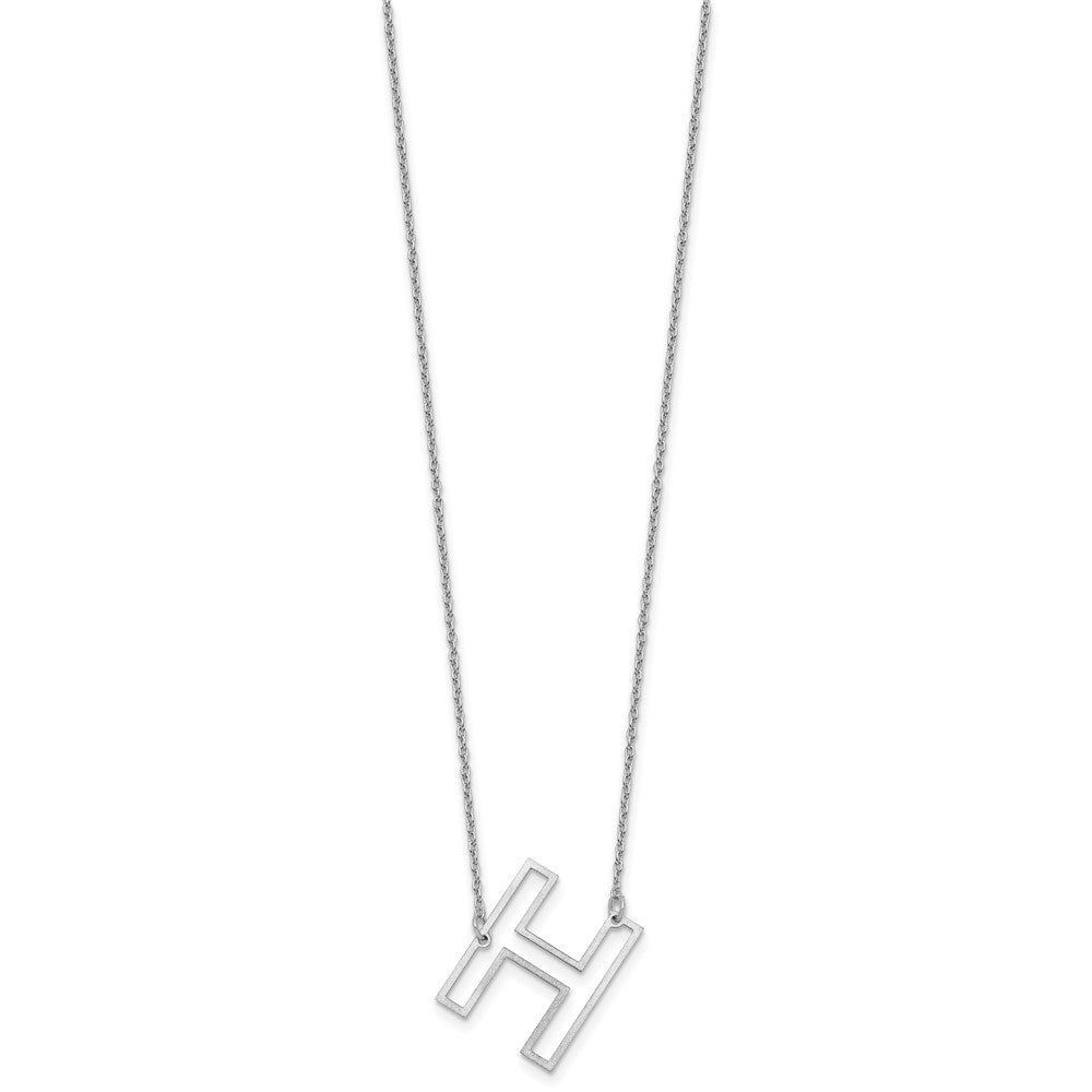 Sterling Silver Sideways Cut Out Initial H Necklace