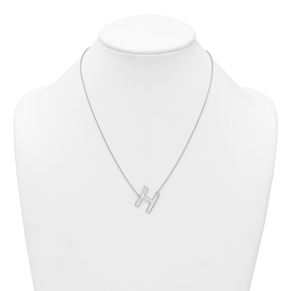 Sterling Silver Sideways Cut Out Initial H Necklace