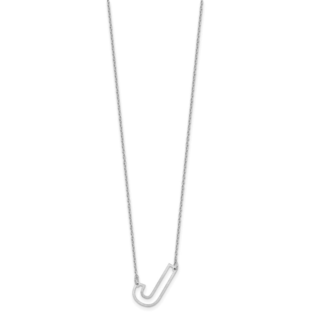 Sterling Silver Sideways Cut Out Initial J Necklace