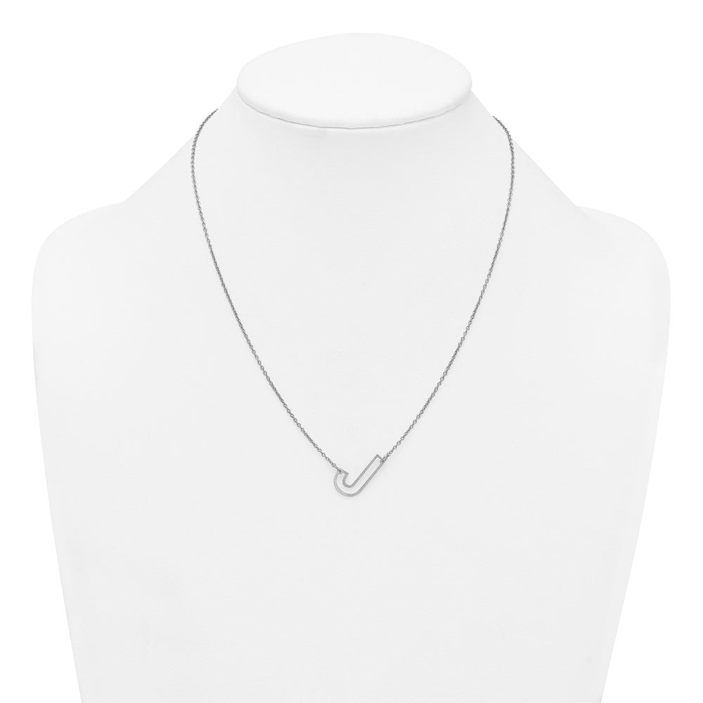 Sterling Silver Sideways Cut Out Initial J Necklace